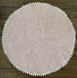 Blush pink white spot Playmat with white Pom Pom edging
