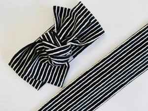 Black & white strip Top Knot Headband