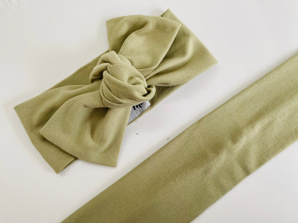 Olive green solid Top Knot Headband